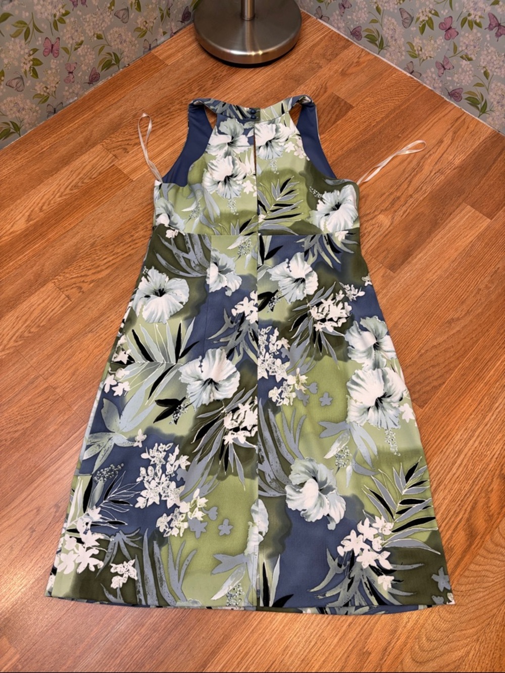 Connected Apparel green and blue tropical print sleeveless sheath dress. Size 16 - Picture 8 of 17